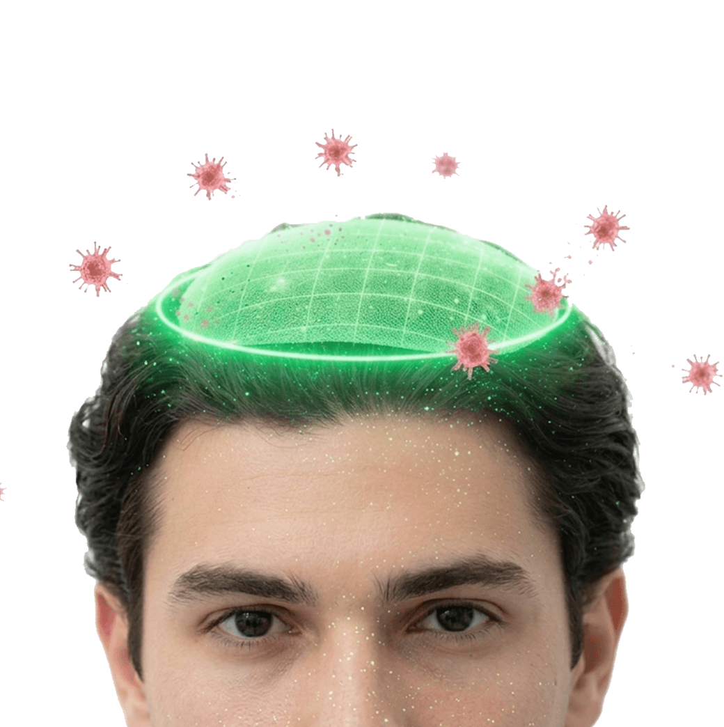 Anti-bacterial clip-on hair system base — Safe (mobile)