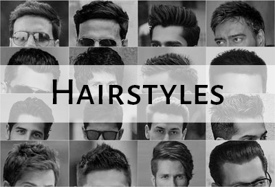 Collage of various men's hairstyles with hair systems.