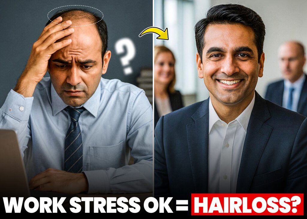 Does work stress really cause hair loss? See the shocking transformation of one man from bald and stressed to confident with a full head of hair.